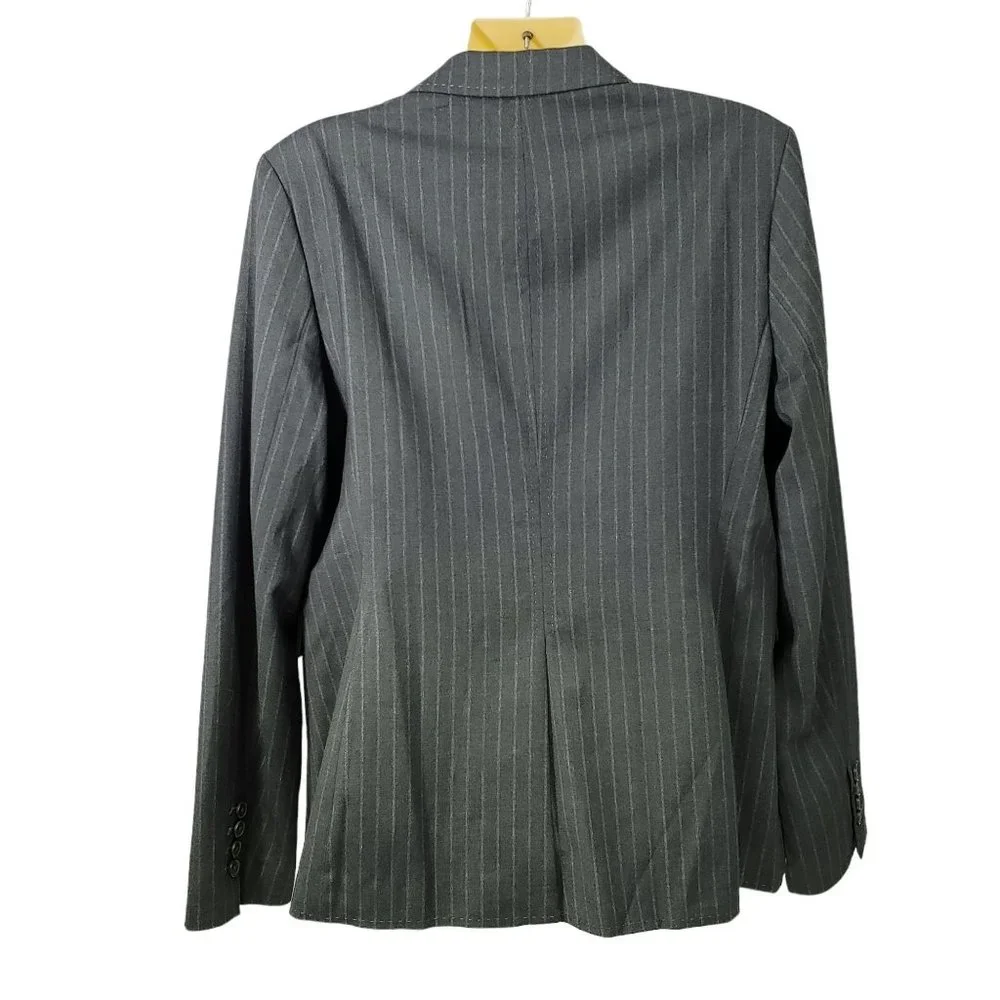 NWOT BODY by Victoria Gray Striped Blazer One Button Women's Size 16 - Picture 2 of 7